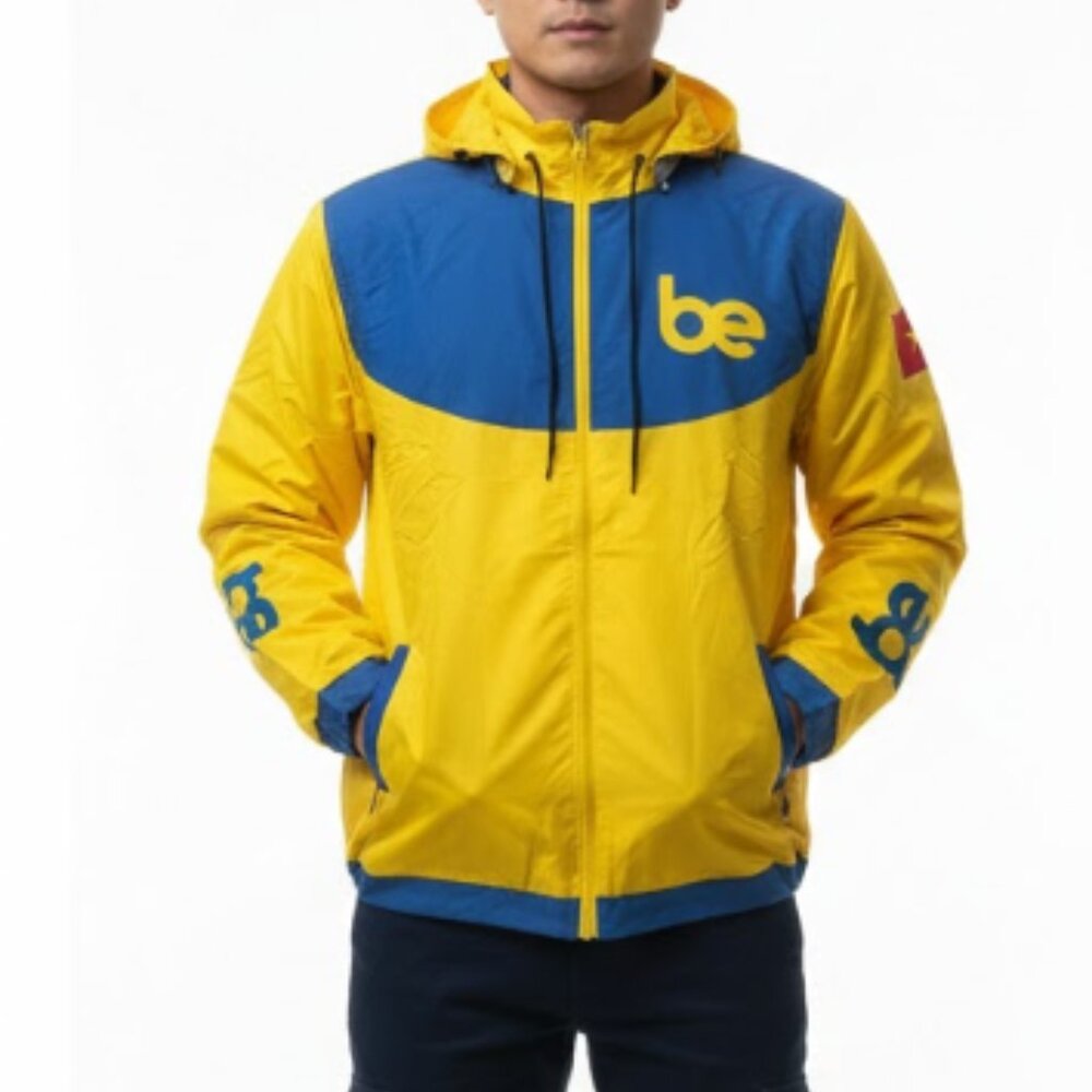 Be Yellow Full Zip Hooded Windbreaker Jacket Size 3XL Official New